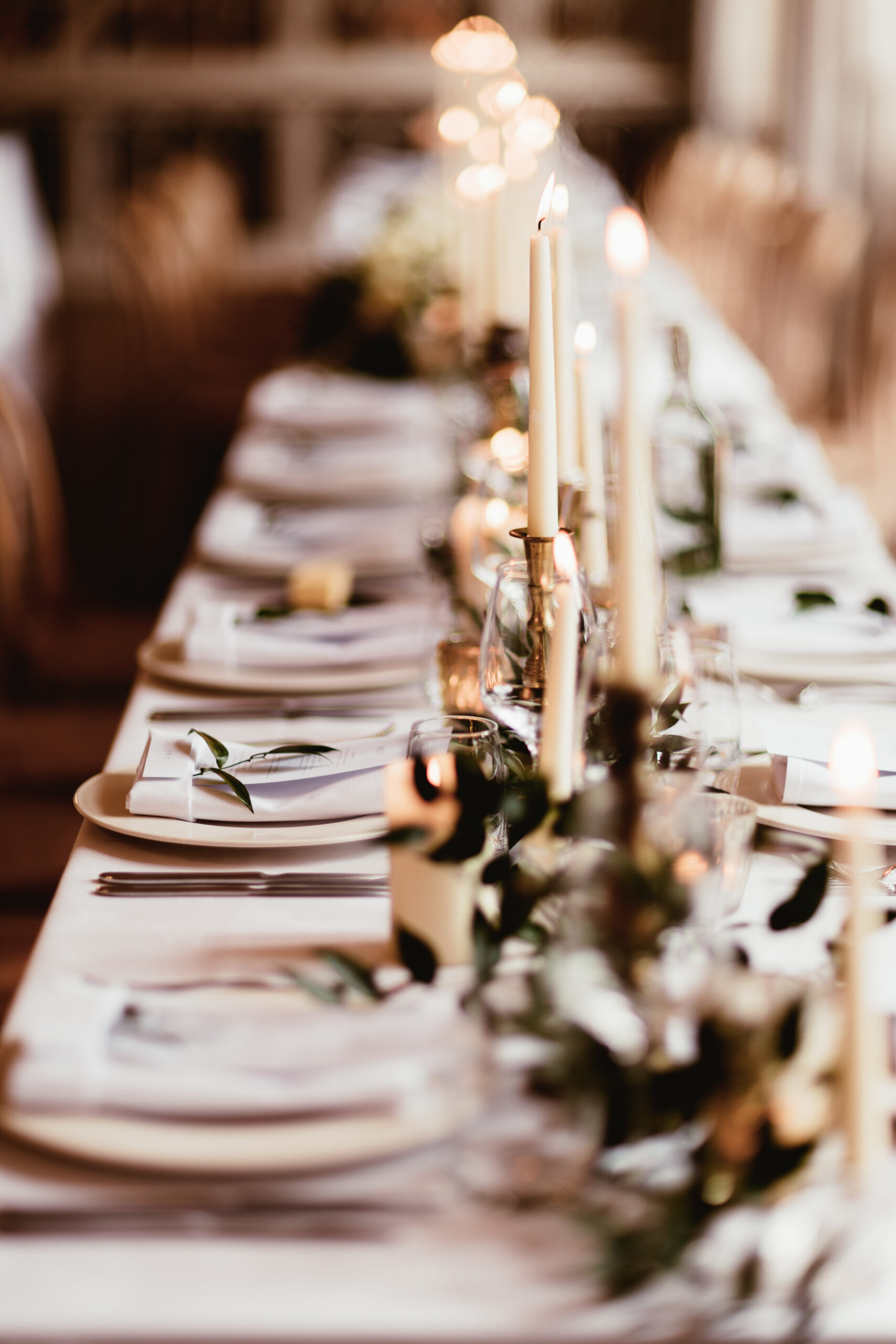 The couples table set up at their wedding venue in the south west called Brympton House