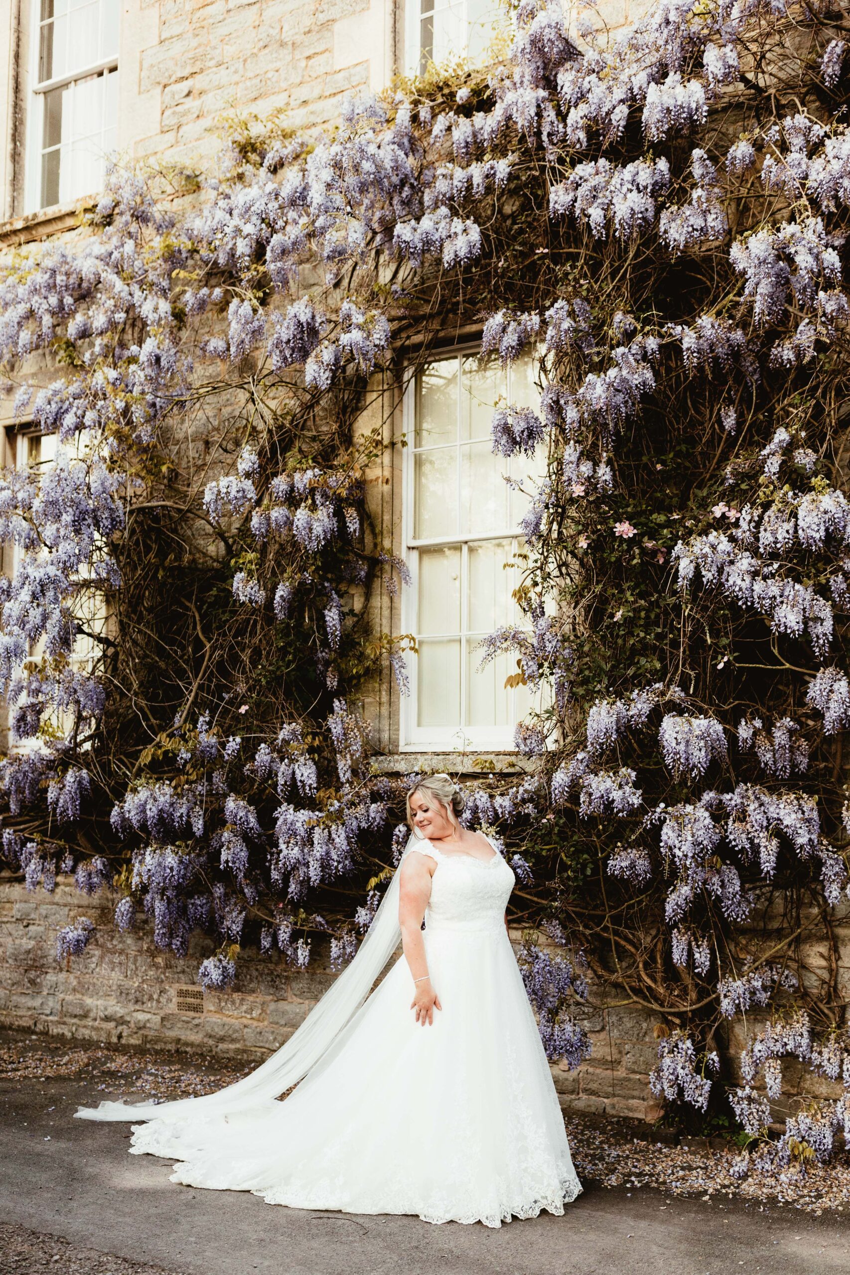 Bride portrait outdoors at a wedding venue in the south west called Elmore Court 